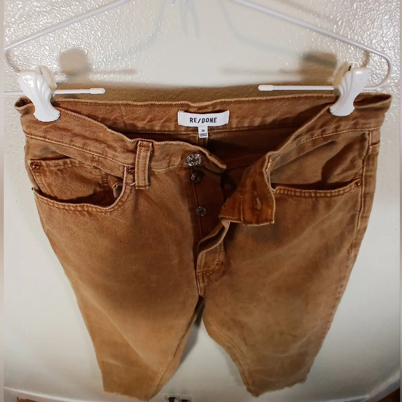 Re/Done 70s Ultra High Rise Stove Pipe Jeans in Washed Terracotta size 29 - Picture 5 of 13